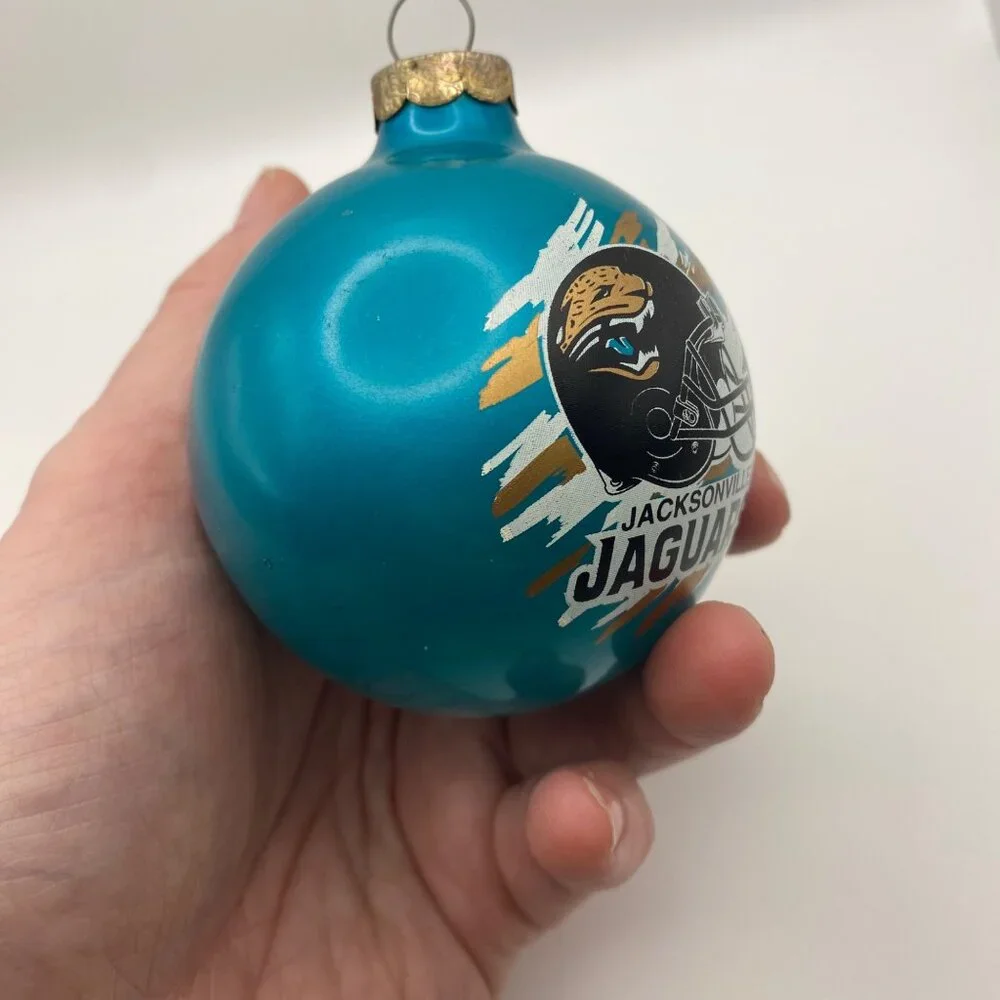 Jacksonville Jaguars Glass Ornament NFL Teal Helmet Christmas Decor - Picture 5 of 10